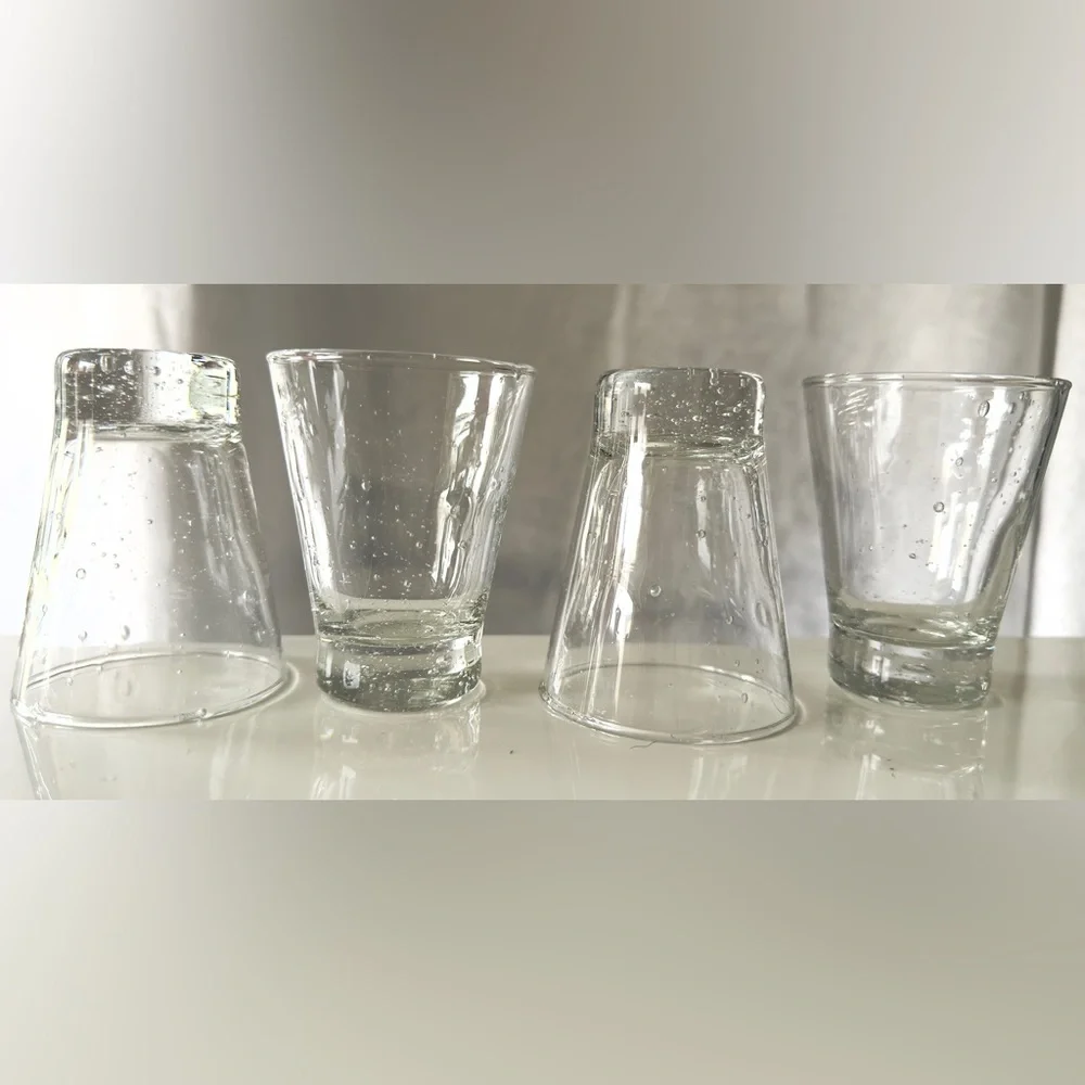 Set of 4 Pottery Barn Recycled Glass Shot Glasses